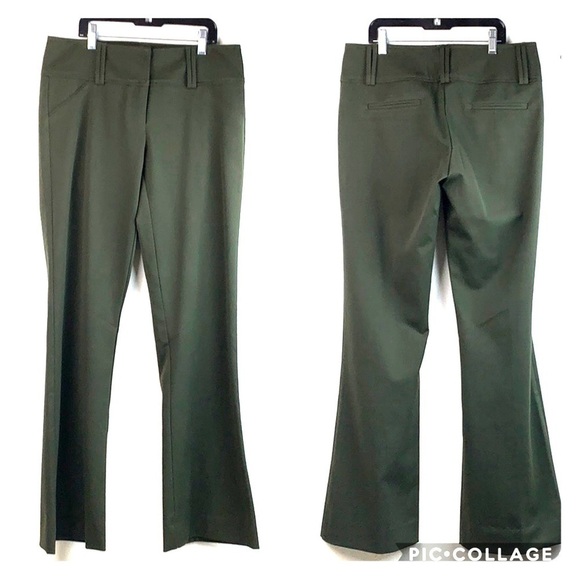 Cache stretch wide leg trouser pants olive/army 6 - Picture 1 of 5